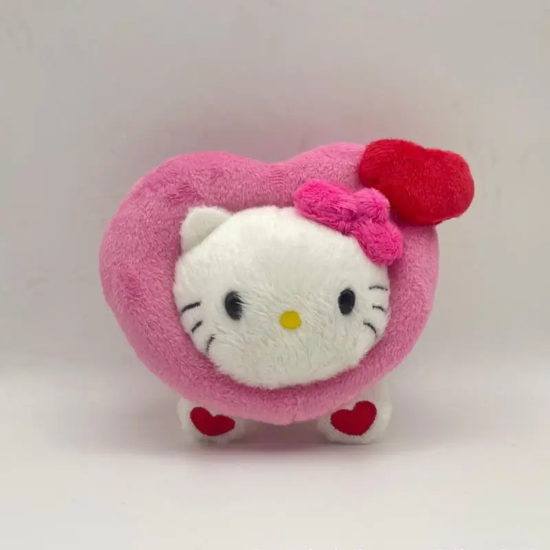 Kawaii Hello Kitty peluche portachiavi Sanrio Cartoon Anime cuore peluche ciondolo farcito giocattoli decorazione cerniera ragazza regali di festa