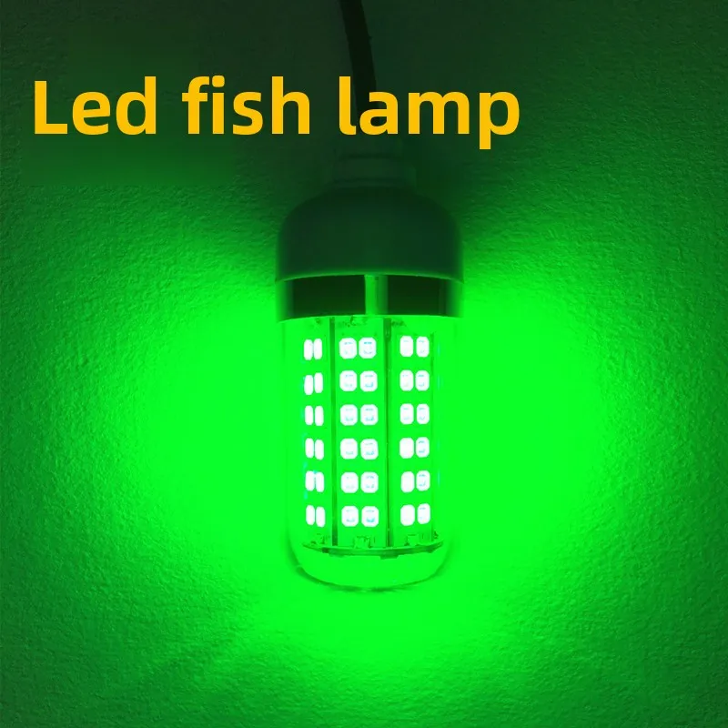 2026 New 12V Green LED Underwater Fishing Light, Waterproof Fish Gathering Lamp for Offshore Raft Angling