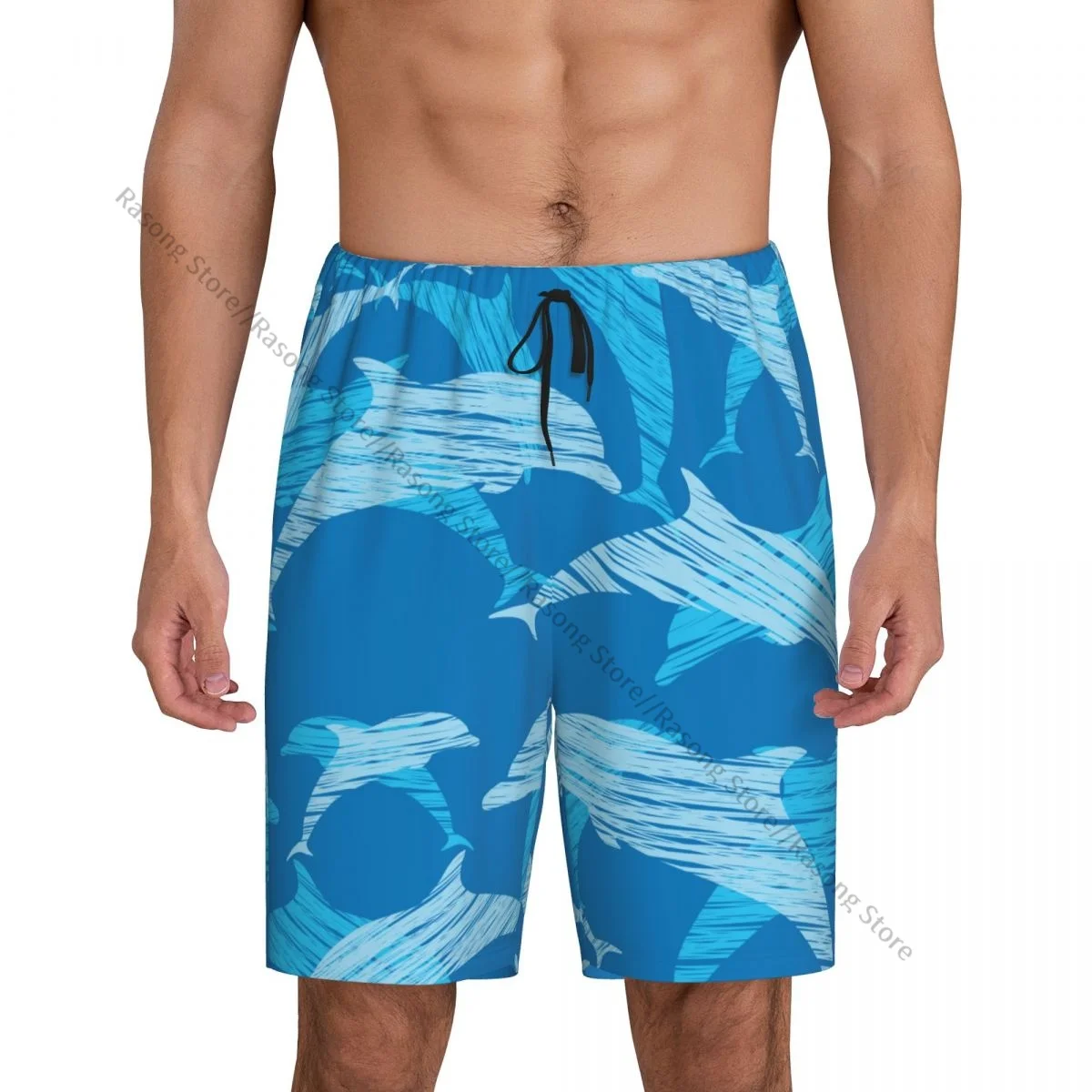 

Casual sleep bottoms Dolphins Pattern men shorts sleepwear male pajamas