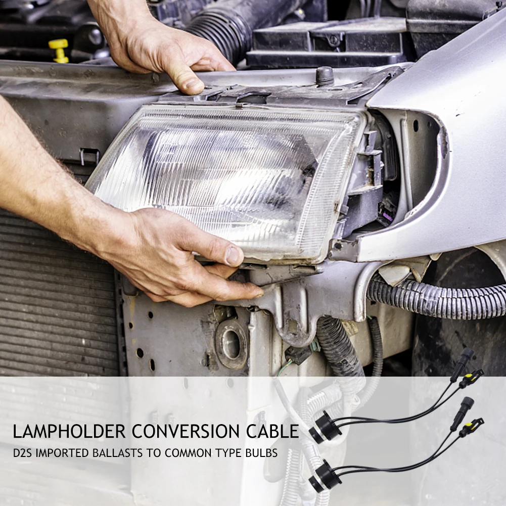 2 szt. Adapterów kablowych do balastów HID D2S D4S, gniazdo 12V, złącze AMP do żarówek ksenonowych H1 H7 9006