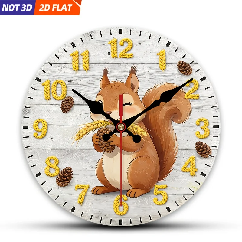 Plano en 2D. 1 pieza. Reloj de pared con diseño de espiga de trigo y piña, reloj decorativo silencioso, reloj de pared creativo, adecuado para decoración