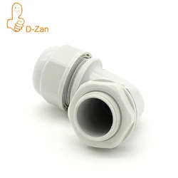 M16 Cable Gland, 90 Degree Waterproof IP68 Nylon Joint Adjustable Locknut for 6mm-10mm Dia Cable Wire