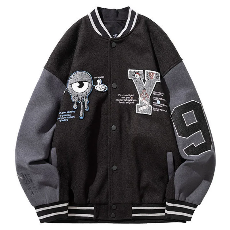 Men Women Letter Embroidery Varsity Jackets Japanese Thin Oversized Spring Autumn Baseball Jacket Coat Hip Hop Harajuku College