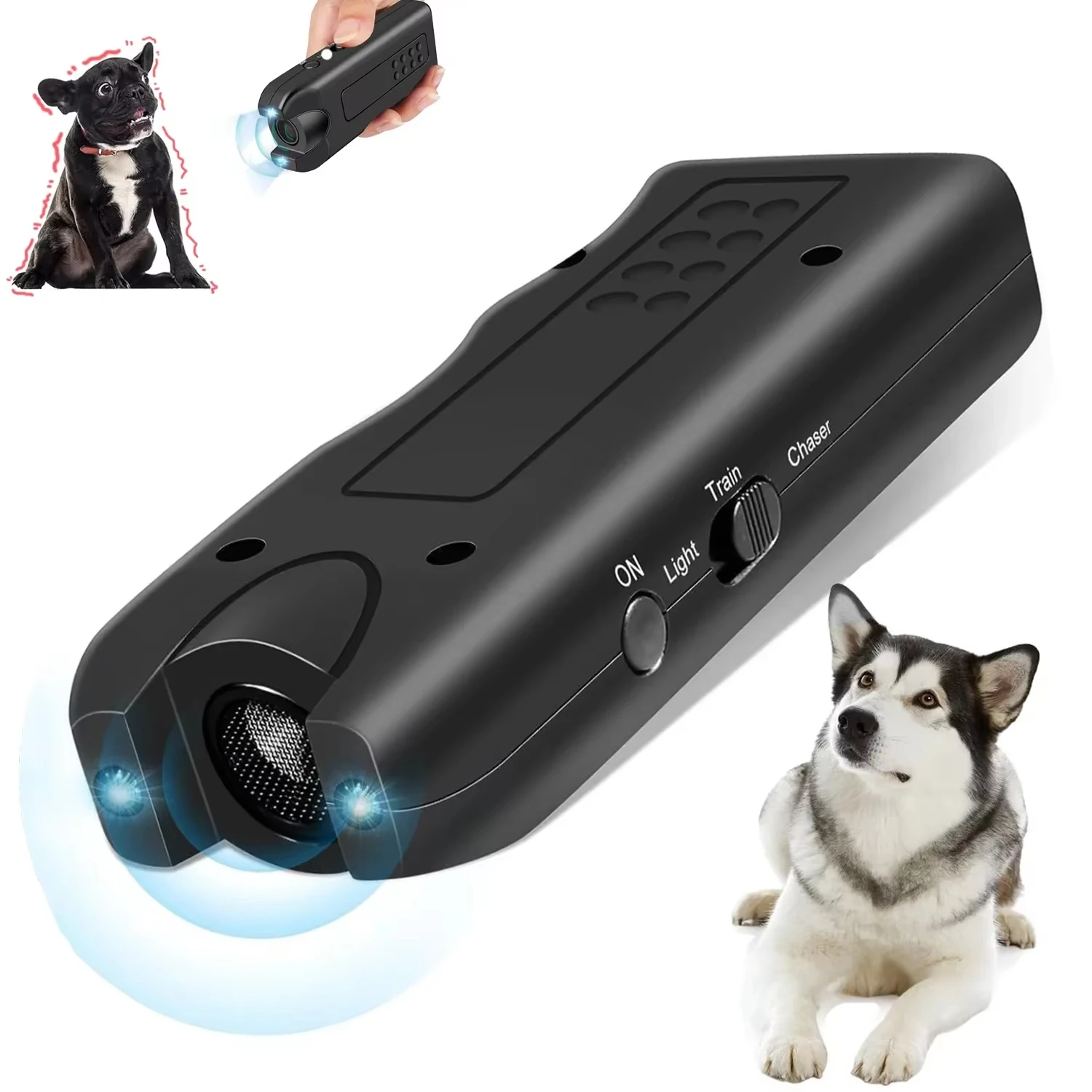 Répulsif à ultrasons pour chiens, portable, 3 en 1, dispositif d'entraînement anti-aboiement pour chiens, arrêt des mauvais comportements, répulsif pour animaux, sans danger pour les humains
