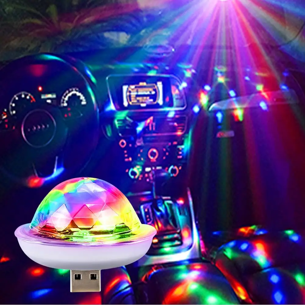 

Colorful Car USB Ambient Light DJ RGB 5V Interface Ball Laser Light Music Sound Voice Control LED Magic ball light