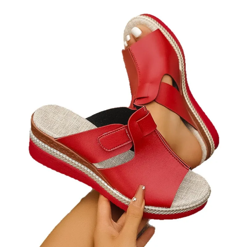 

Women Wedge Slippers Trend Summer Platform Shoes Women Anti-Slip Wear-Resistant Sandals Round Toe Open Toe Slippers Slides Women