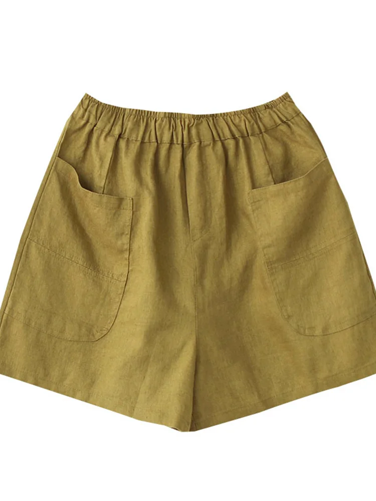 ارتفاع الخصر الكتان ort السراويل النسائية عارضة رقيقة القطن الكتان السراويل واسعة الساق خمسة أجزاء orts السراويل الصيف مريحة #5