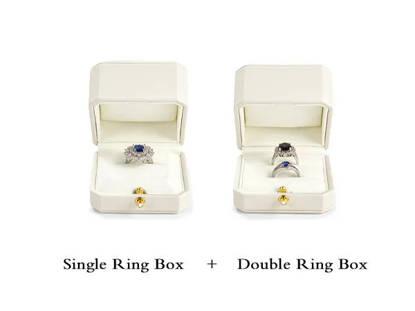Oirlv Luxurious Velvet Ring Box Set-Elegant Single & Double Ring Holder for Wedding Anniversary Gifts Jewelry Storage Organizer