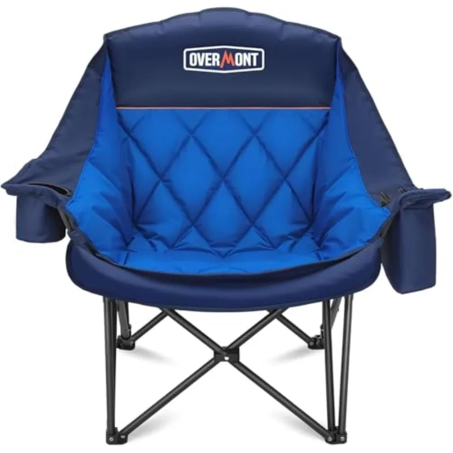 

Oversized XL Camping Chair for Adults - 400lbs Support Heavy-Duty Padded Folding Chair with Side Pocket Cup Holder Cooling Bag