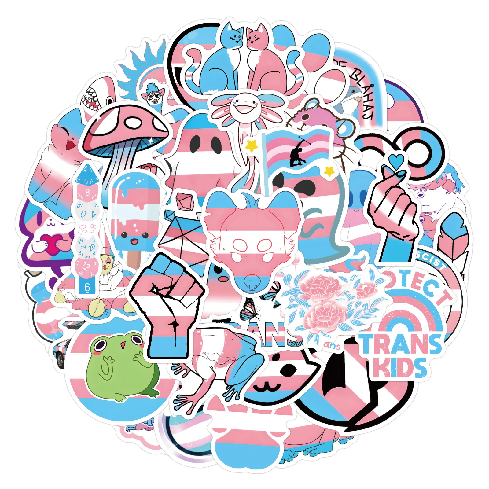 60Pcs Transgender Pride Stickers LGBT Trans DIY Stickers Scrapbooking Phone Luggage Skateboard Decorative Waterproof Decals