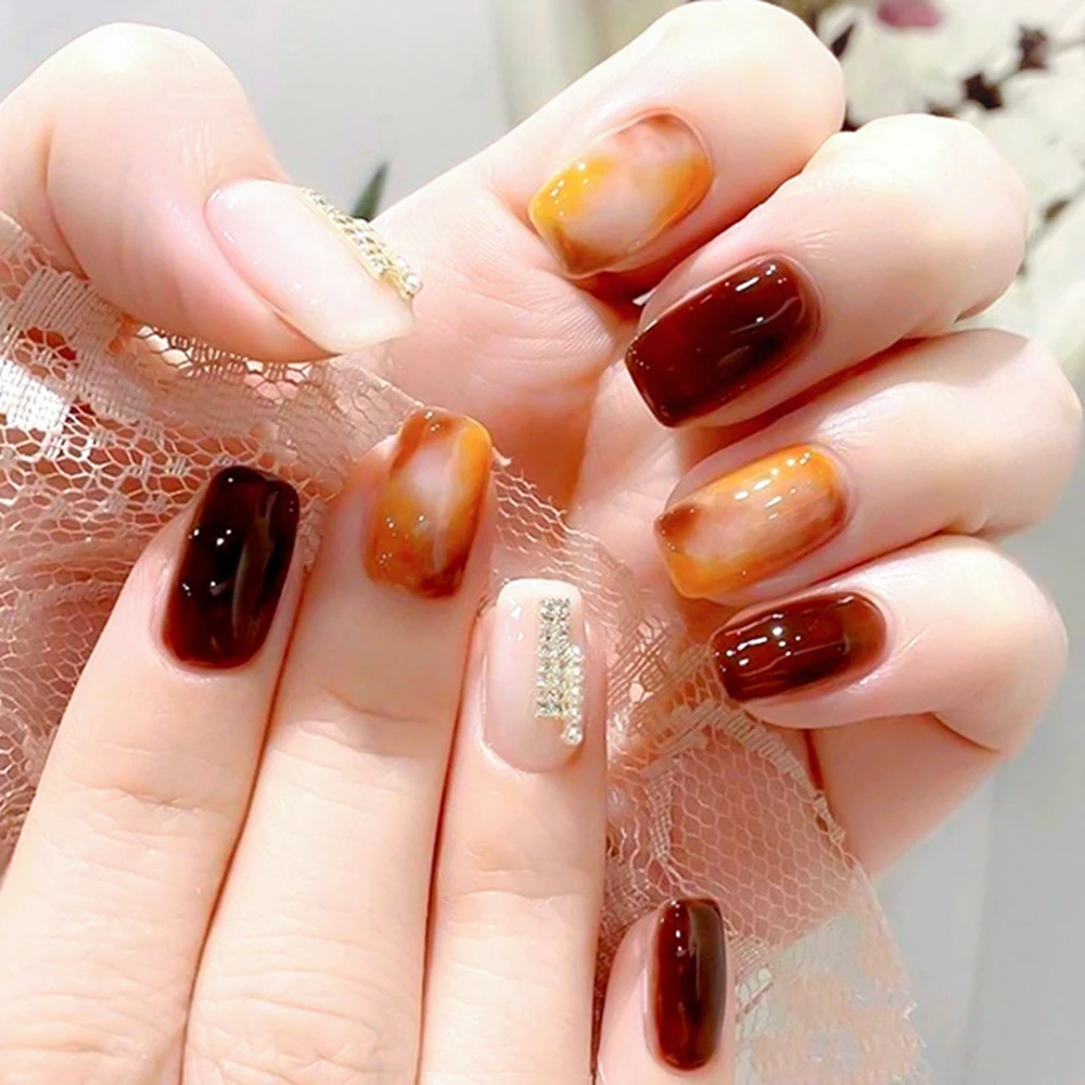 5g/Bottle Amber Nail Gel Jelly Crystal Semi-Tansperaent Gel Nail Polish Translucent Tortoise Shell Caramel Orange Soak Off Gel