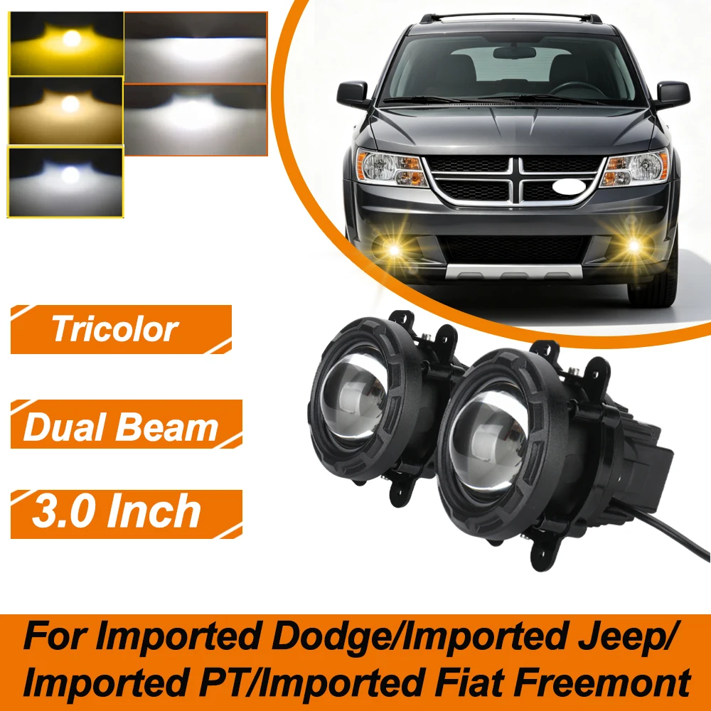 3 Inch Bi LED Fog Lights Mini Projector Lens Fog Lamps For Imported Dodge/Imported Jeep/Imported PT/Imported Fiat Freemont 12V