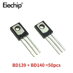 BD139 + BD140 =50pcs TO126 Transistor Set, NPN PNP Transistor 80V 1.5A Electronic Components Silicon Triode Transistors Pack