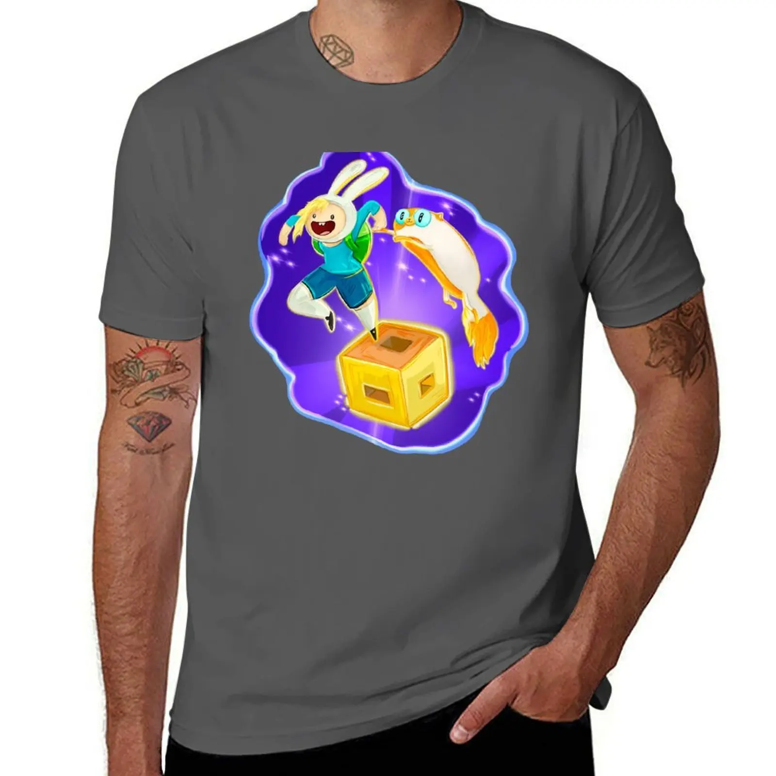 

Into the portal, Fionna and Cake fan art T-Shirt Big Size Loose Fit Tee Shirt