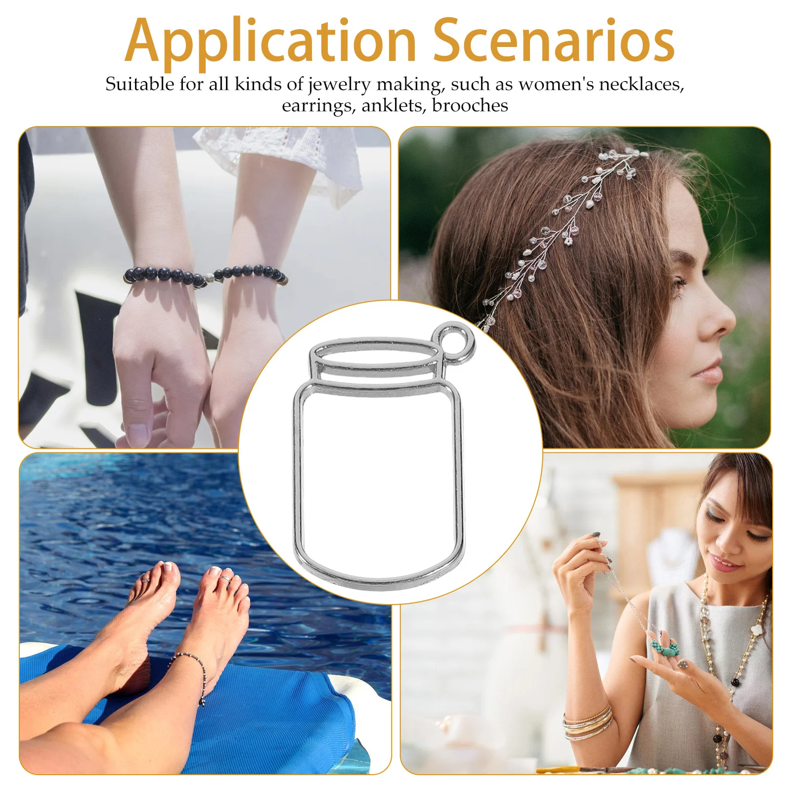 

50Pcs Alloy Open Jewelry Bezel Pendants Photo Frame Charms DIY Making Necklace Bracelet Craft Supplies Jewelry Charms