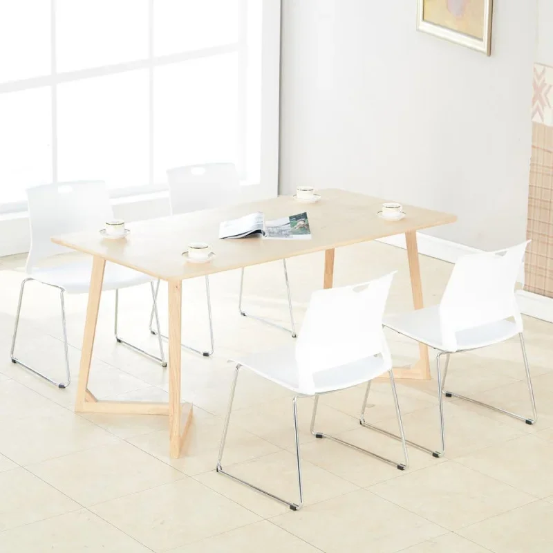 Sidanli White Plastic Stackable Chairs-(Set of 4)