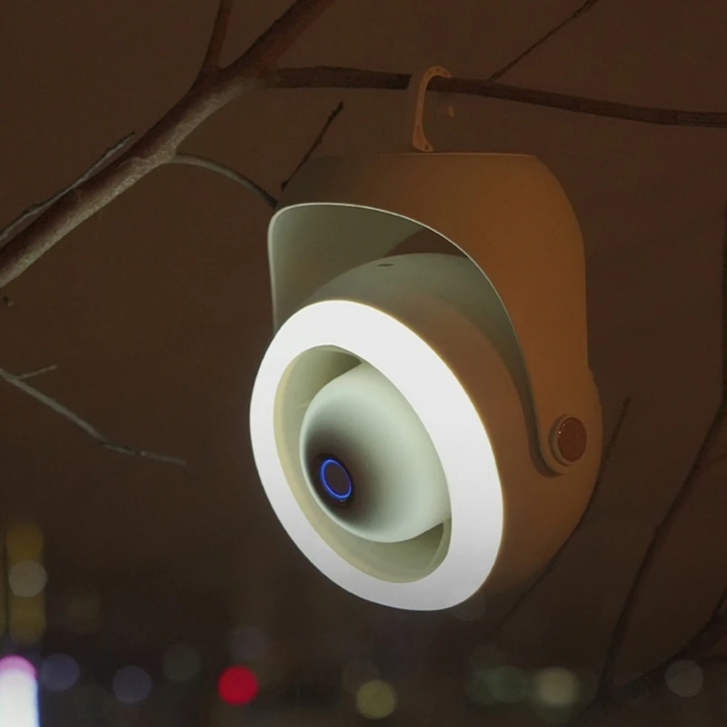 3-biegowy wiszący wentylator kempingowy Akumulatorowy wentylator biurkowy 1000 mAh wentylatorem USB oświetleniem LED