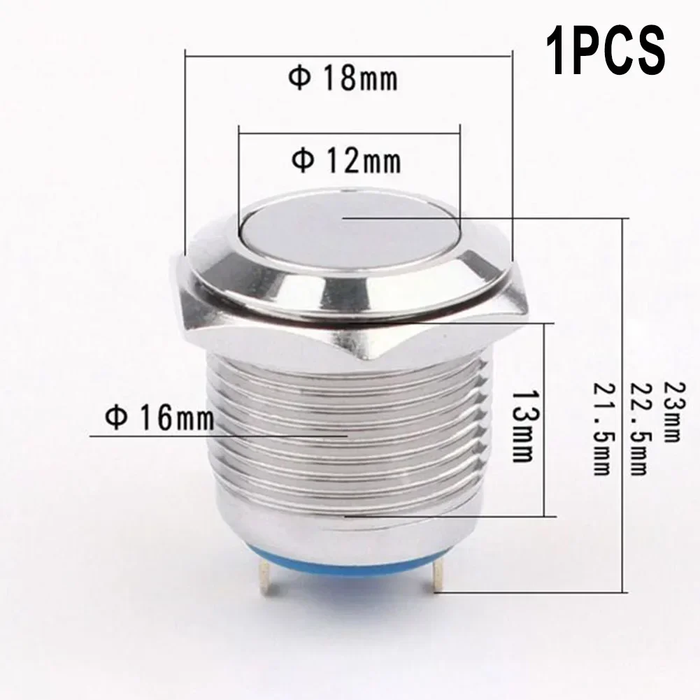 12V 16Mm Metalen Waterdichte Drukknop Tijdelijk Geen Hoorn Schakelaar Start Messing Voor Elektromagnetische Starters Circuit Controle