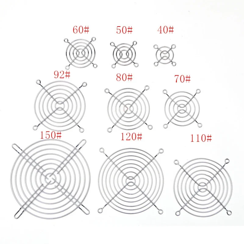 1PC Silvery Nickel-Plated Metal Wire Finger Guard - 40/60/80/90/120mm Grill Protector for CPU Fan & DC Fan