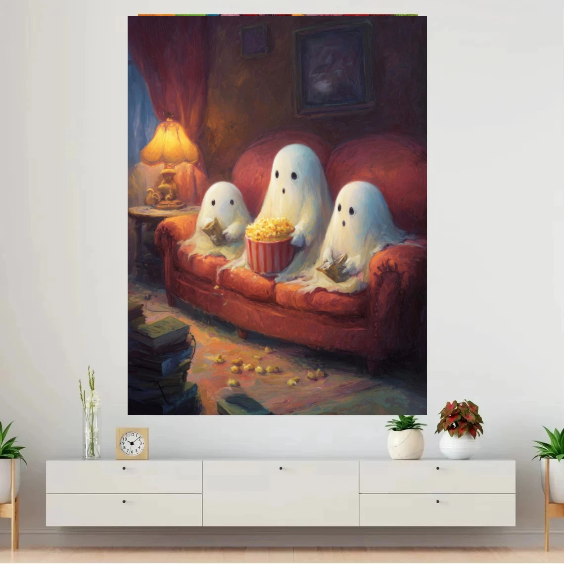 Ghost Popcorn Sofa Oil Painting By Numbers Canvas Art Wall Decor for Game Room or Living Room Unique Gift