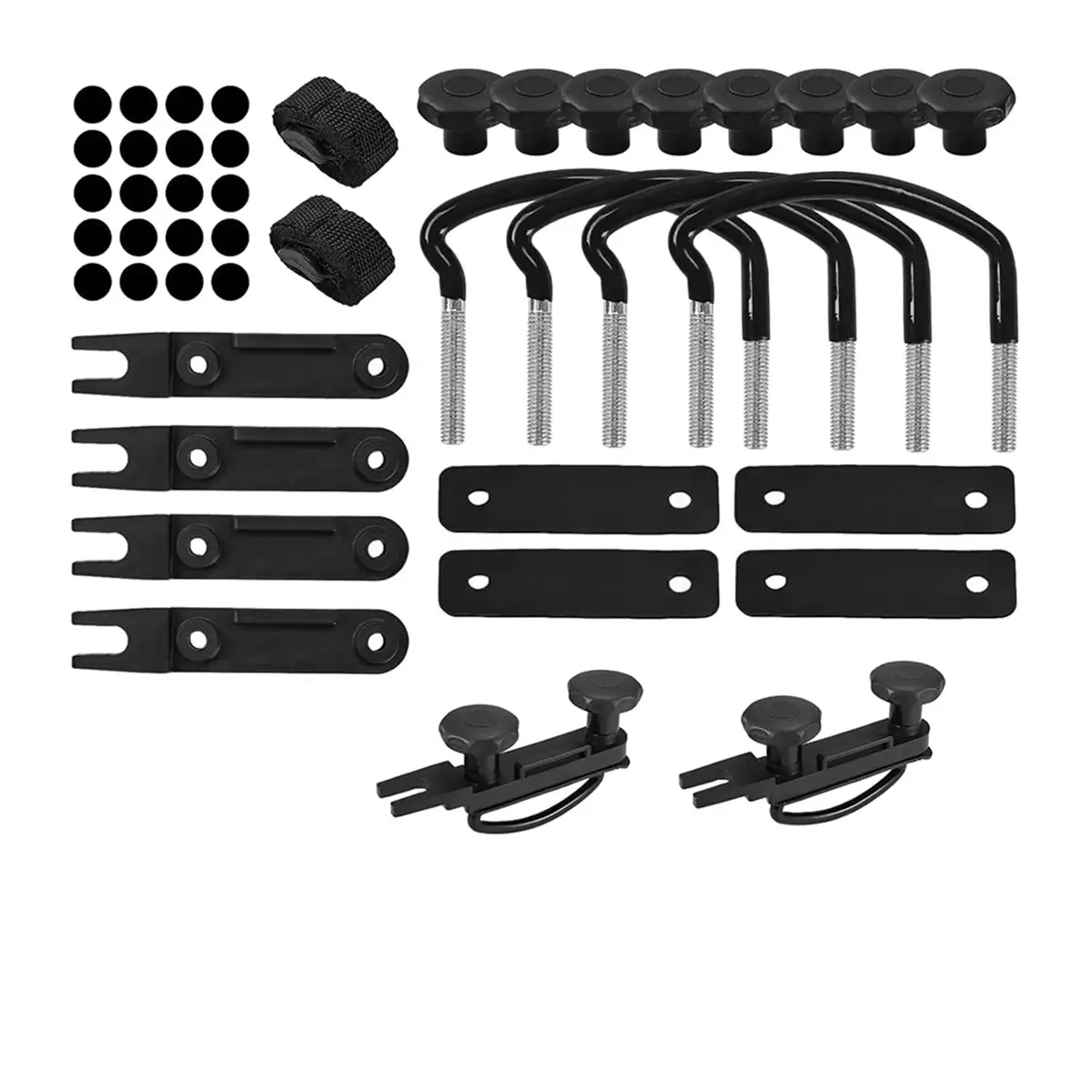 4 Pcs Roof Box U-Bolt Clamps, Rooftop Cargo Carrier Rack Bolts, 85mm Width U-Bracket Clips with 8 Lock Nuts 2 Straps