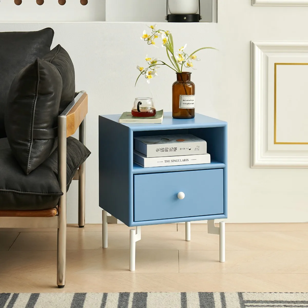 Bedside table Modern simple bedside table Dopamine storage cabinet Children's bedroom shelf Pink solid wood