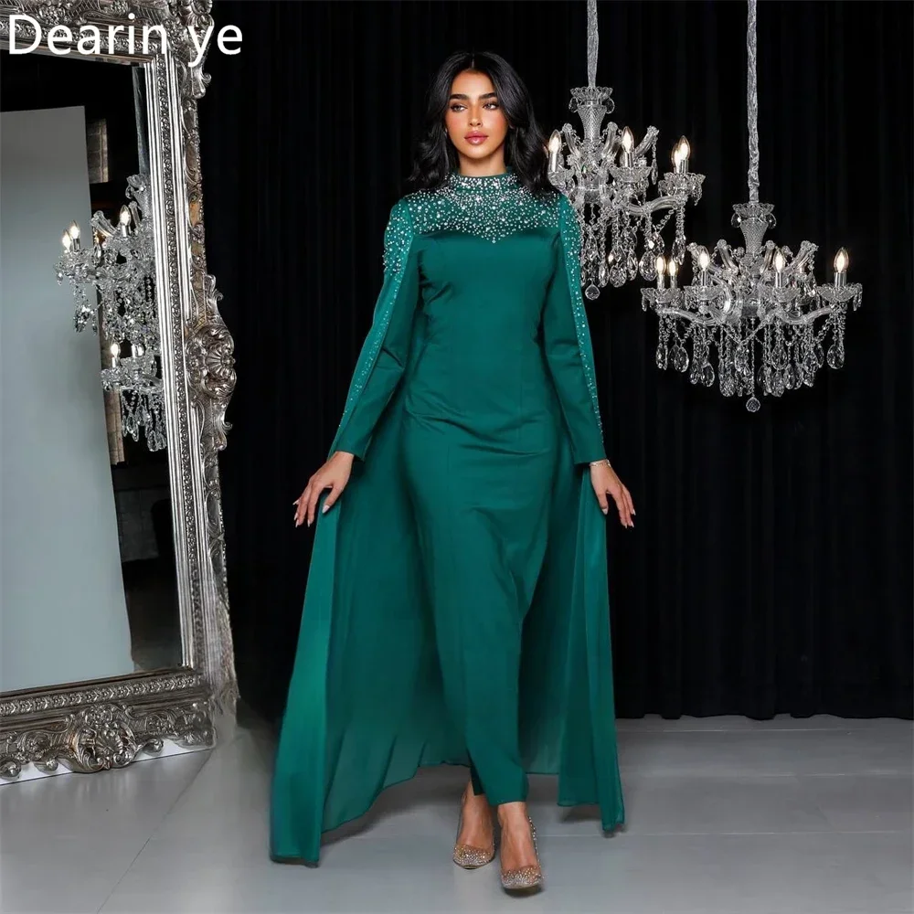 Vestido de noite personalizado, arábia saudita, dearin, coluna de joia, comprimento do tornozelo, saias, roubou, vestidos de ocasião sob medida, vestido formal de baile