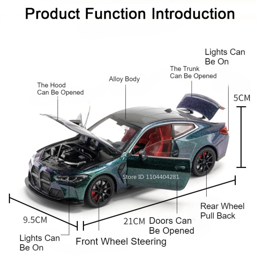 1:24 530li m4 modelo em miniatura brinquedos diecast liga carro roda dianteira direção som luz puxar para trás veículos crianças surpresa de natal