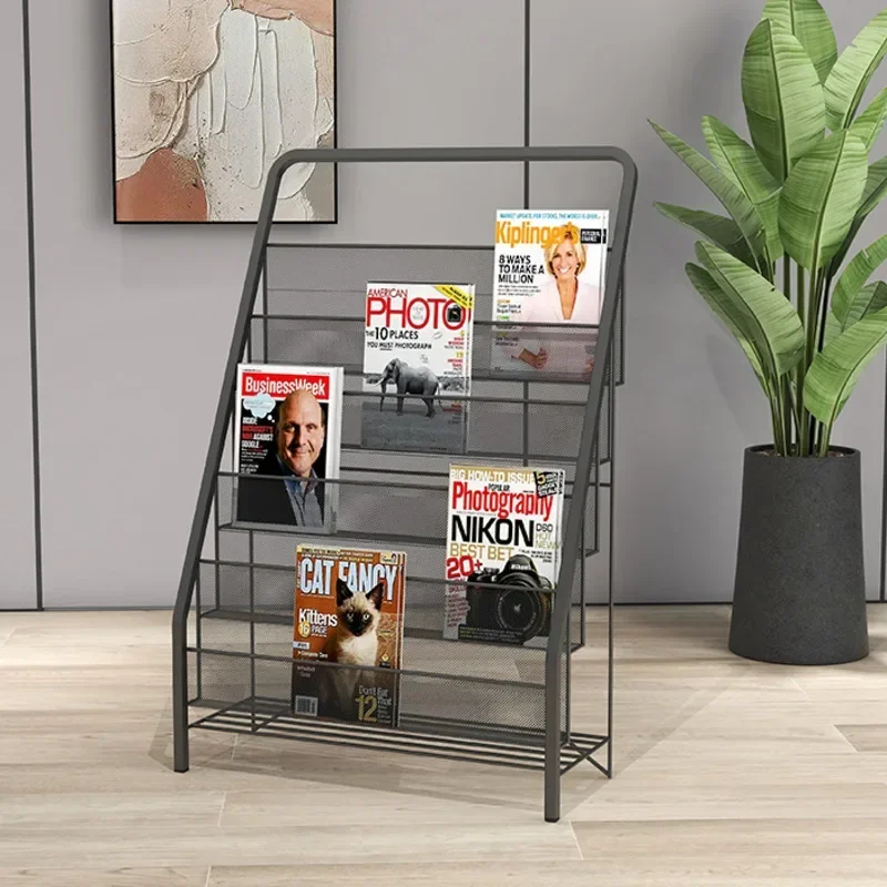 Nordic Light Luxury Metal Magazine Organizer Stand - Iron Storage Rack Picture Books Chic Magazine Holder Stylish Book Display