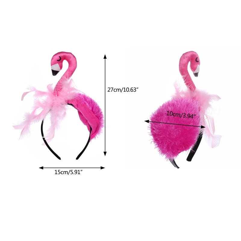 Cute Animals Stuffed Flamingo Hair Hoop Women Headband Makeup Head Band for Photoshoot Christmas Hair Accessories