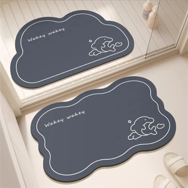 60x40CM Thickened Soft Diatomaceous Earth Bathroom Floor Mat Absorbent Quick Dry Entrance Rug Anti-Slip Door Mat Foot Pad