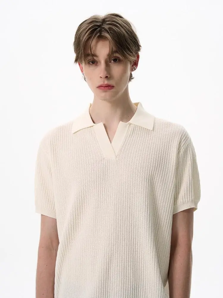 

Стильный американский полосатый вязаный свитер Cleanfit с коротким рукавом, летняя мода, смесь хлопка и полиэстера