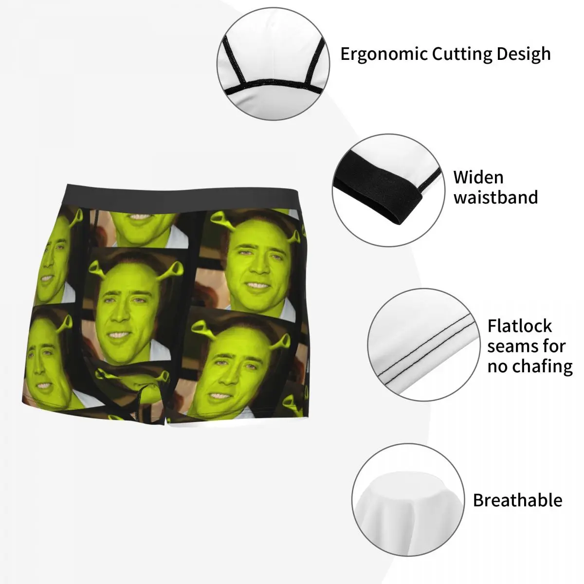 Custom Nicolas Cage Meme Underwear Men Breathbale Boxer Briefs Shorts Panties Sexy Soft Underpants For Male