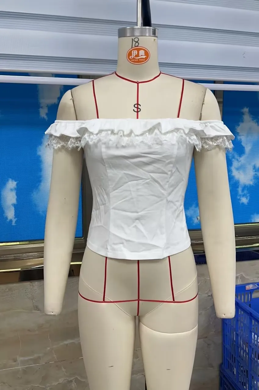 Ärmellose Tanktops für Damen, schulterfrei, mit Spitzenbesatz, Patchwork, Sommer, schmale Passform, kurze Westen-Shirts