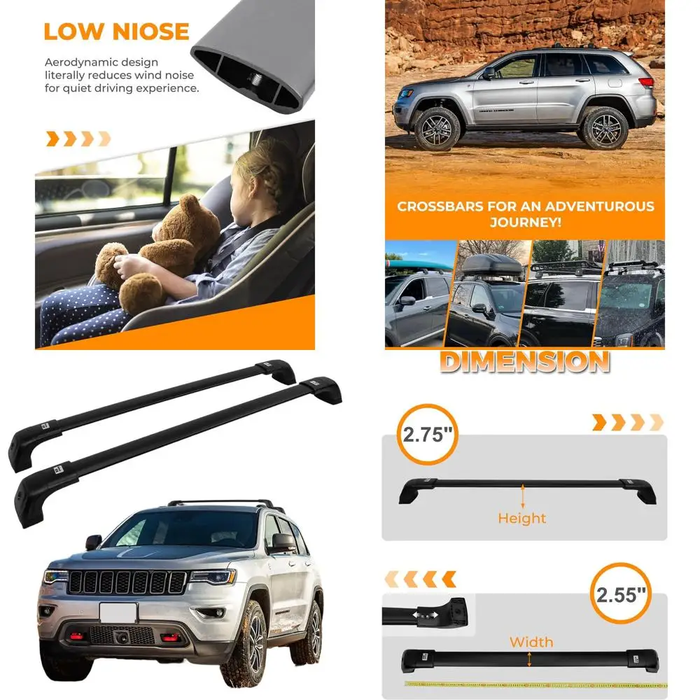 

Усовершенствованные поперечины на крышу емкостью 260 фунтов для Jeep Grand Cherokee 2011-2021 годов, багажник