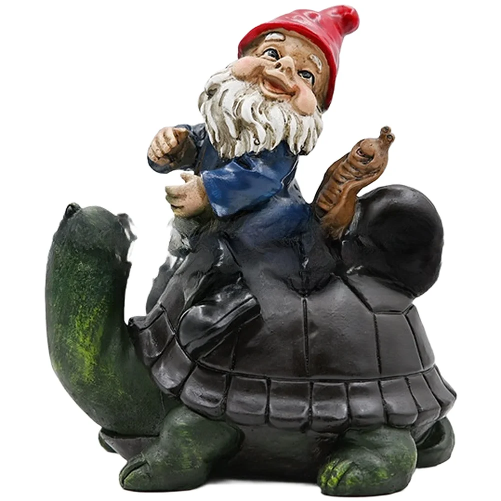 Resin Garden Statue Depicting For ELF Riding Turtle Designed for Outdoor Use with Weather Resistant and Resin Material