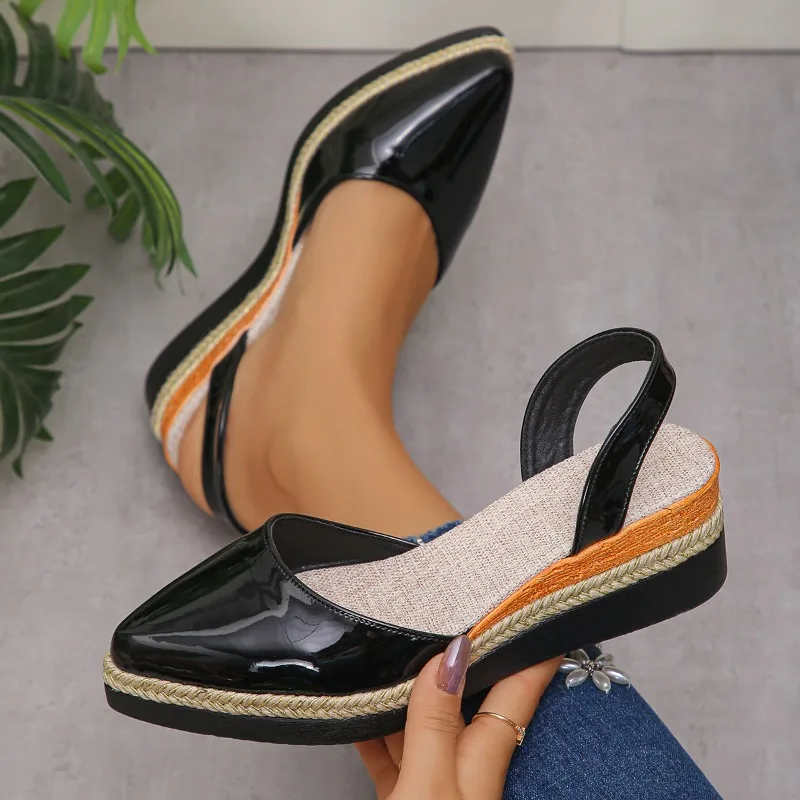 Women's Slingback Sandals 2026 Mid Heels Pointed Toe Closed Toe Sandals Wedge Breathable Casual Comfortable Shoes for Women image 3