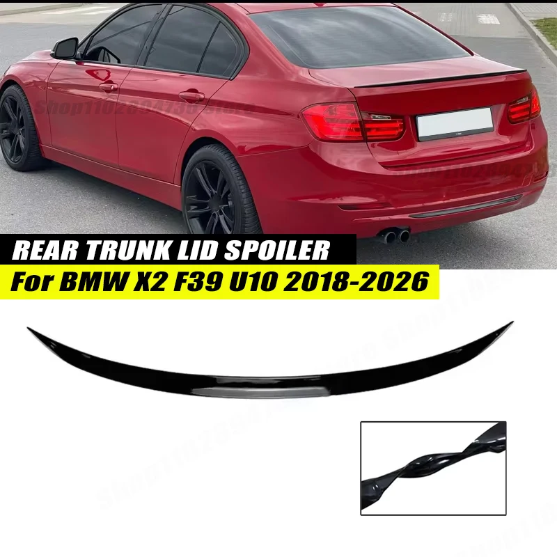 120CM Gloss Black Soft Rubber Rear Trunk Spoiler Lip Splitter 5D Carbon Look Car Accessories For BMW X2 F39 U10 2018-2026