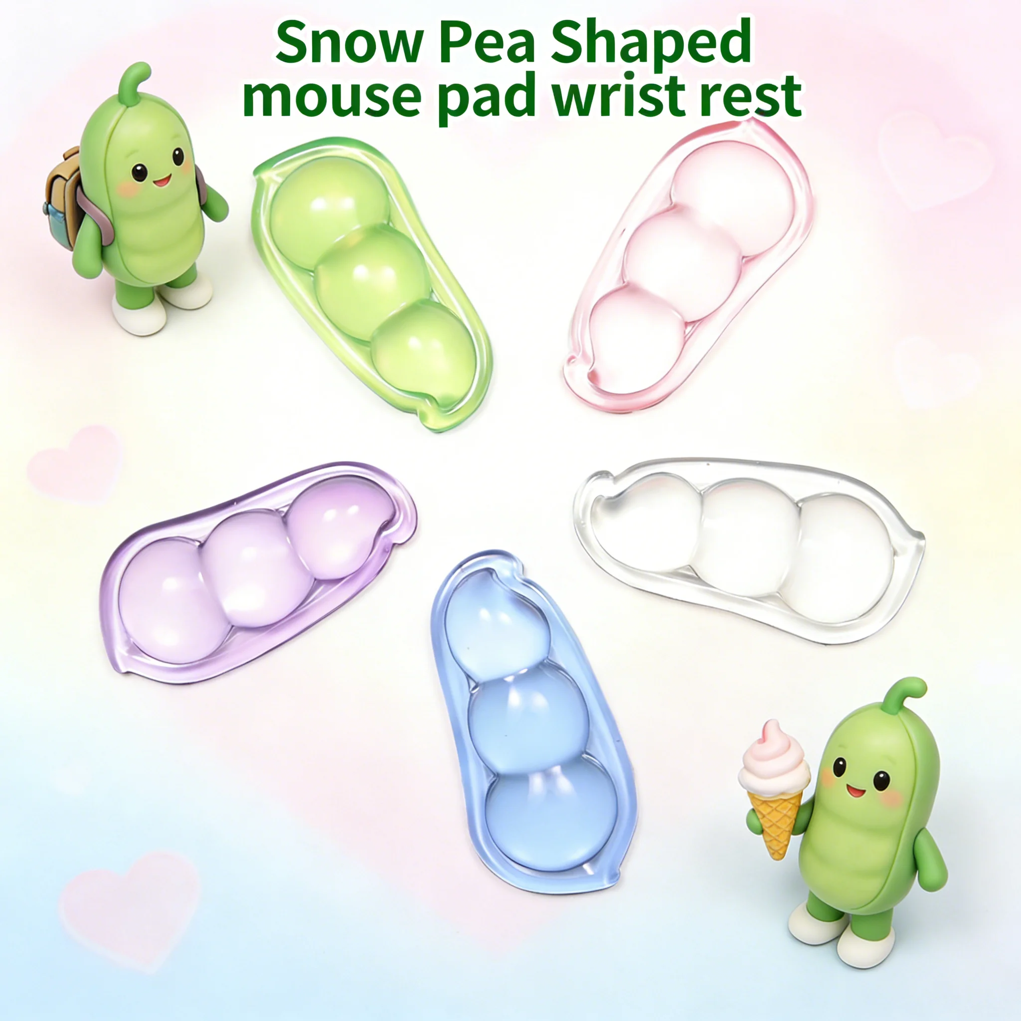 

Cute Snow Pea Shaped Ergonomic Mouse Pad Wrist Rest Non-Slip Waterproof Rebound Cool Touch Desk Mats For Office Gaming