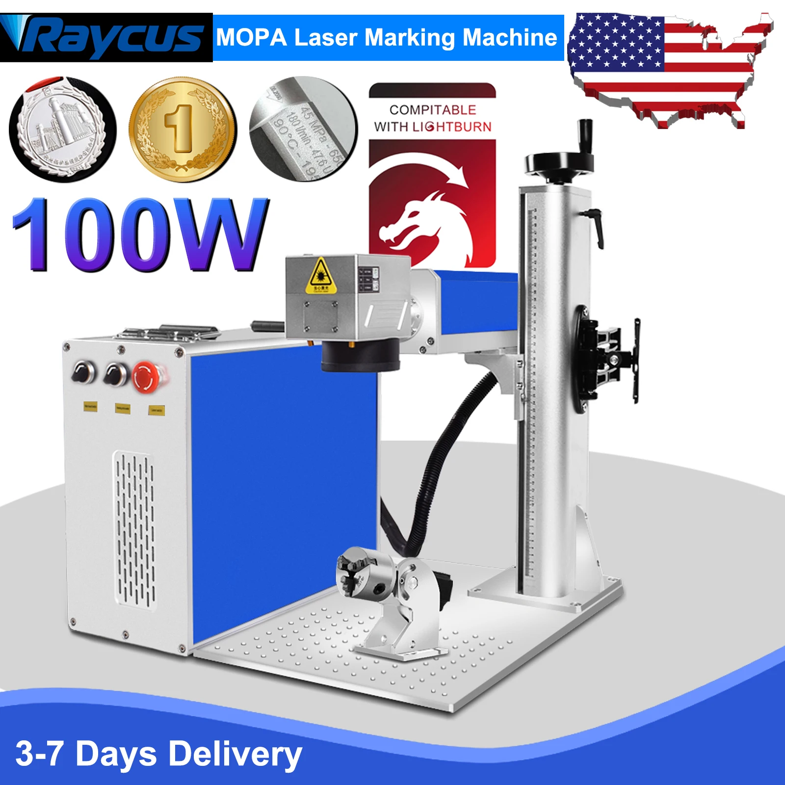 

На складе США Galvo Laser Raycus 50 Вт QB 100 Вт MOPA волоконный лазер для маркировки ювелирных изделий для металла, стали, меди, цветной маркировки Mopa