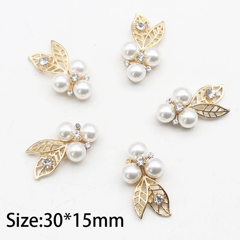 

10pcs 30*15mm Mosaic Rhinestone Pearl Embellishment Flat Ornament DIY Decorative Craft Accessories