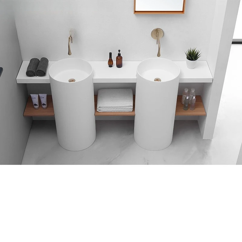 Artificial stone pillar basin, corner cutting household, wash basin, artificial stone washbasin, basin countertop integrated