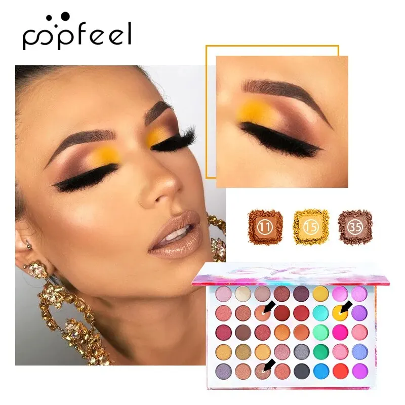 POPFEEL Professional 40-colors Eyeshadow Palette, Pearly Glitter Matte Fantasy, Rainbow Color Tone, Ultra Pigmented