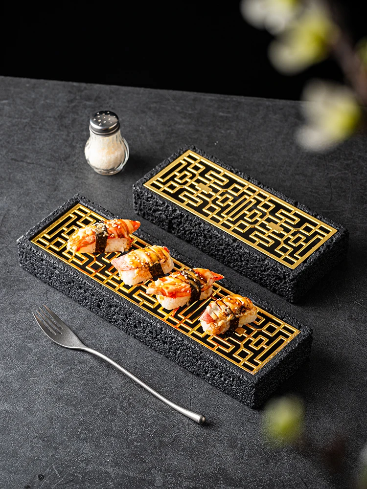 Japanese Sashimi Tableware Rectangular Dinner Plate Cooking Dry Ice Tableware Home Sushi Dessert Plate Dish Kitchen Utensils