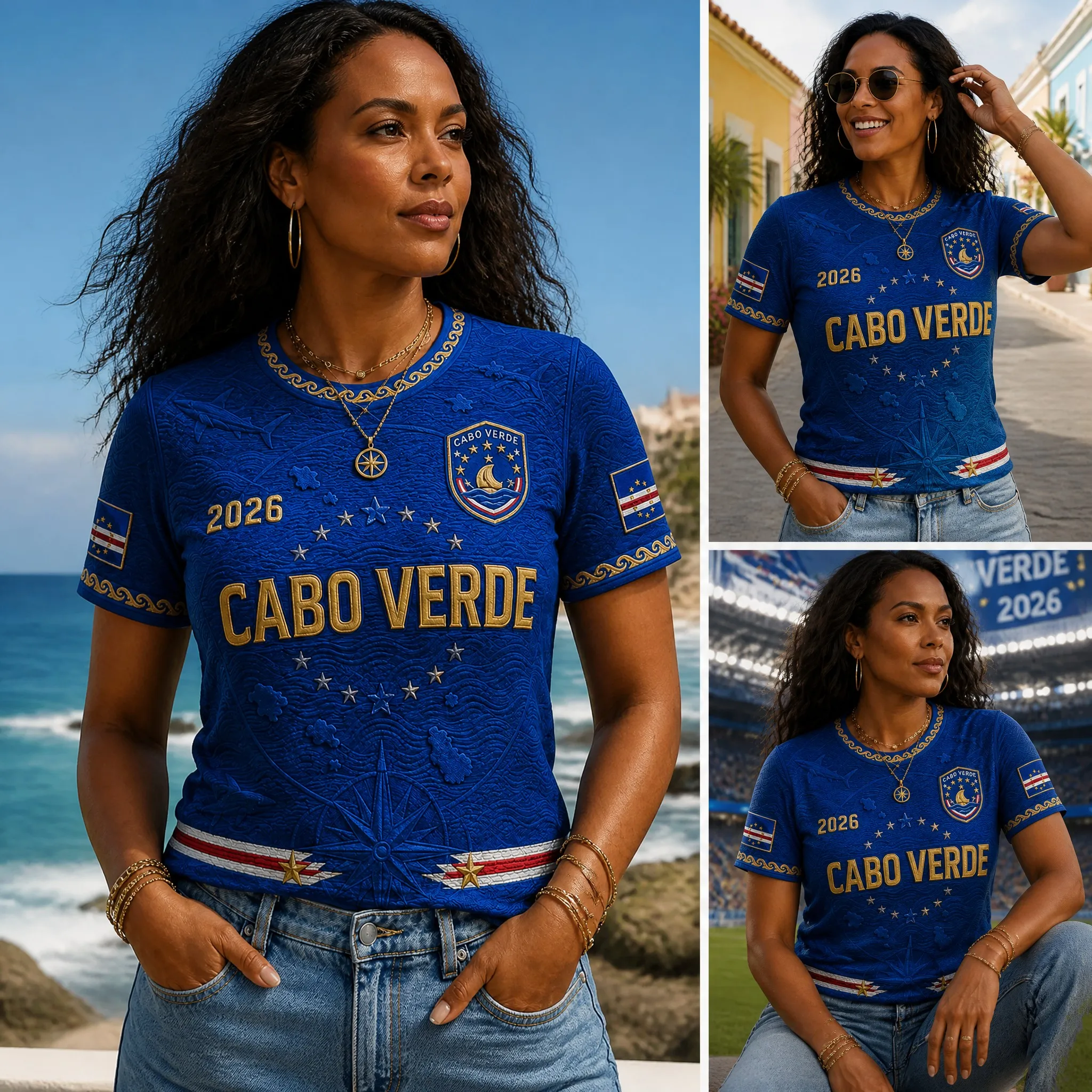 Cabo Verde Womens Nautical Map Graphic Tee Beach Street Football Fan Short Sleeve Summer Casual Pullover Top Travel Daily Outfit