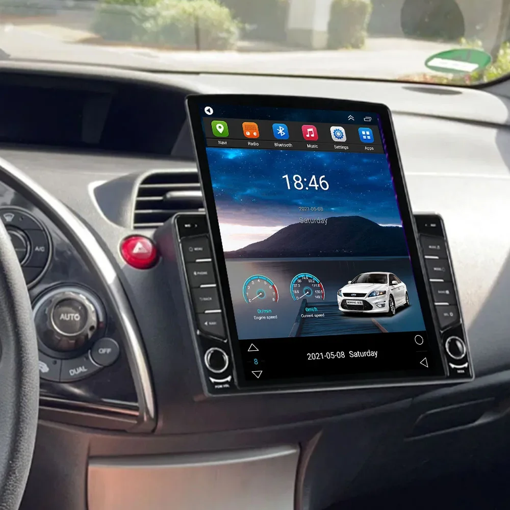 Android 14.0 For HONDA Civic Hatchback 2006 2007 2008 2009-2012 Tesla Type Car Radio Multimedia Video Player Navigation GPS Cam