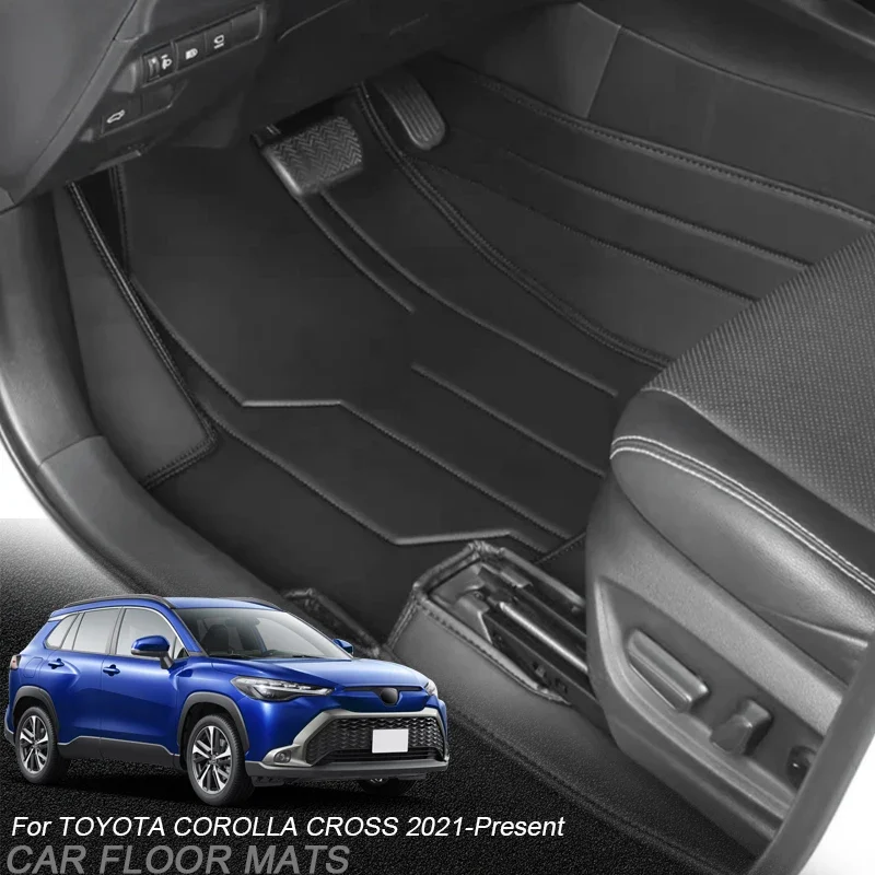 Custom Nappa Leather Car Foot Protect Mat Auto Luxury Waterproof Floor Pad Accessory For Toyota Corolla Cross 2021-Present