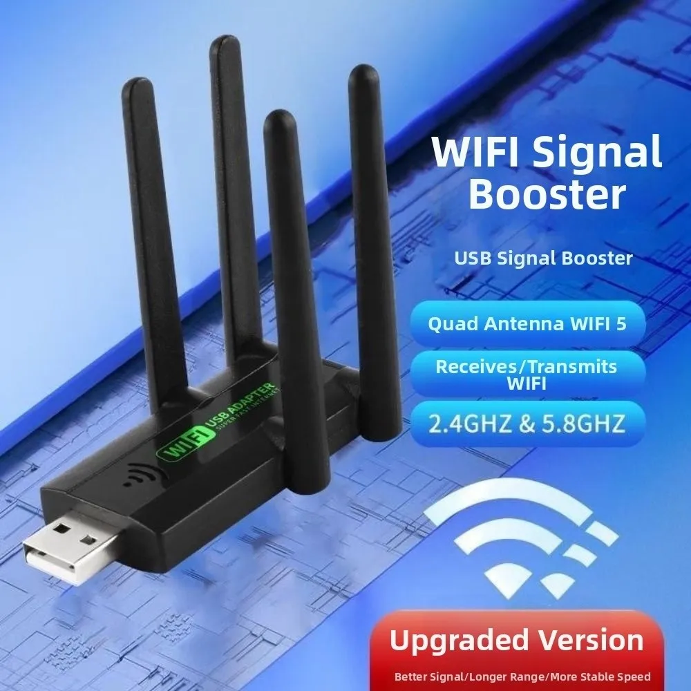 듀얼 밴드 WiFi USB 어댑터 USB3.0 고속 전송 4 안테나 무선 리피터 2.4G/5.8Ghz 드라이버 프리