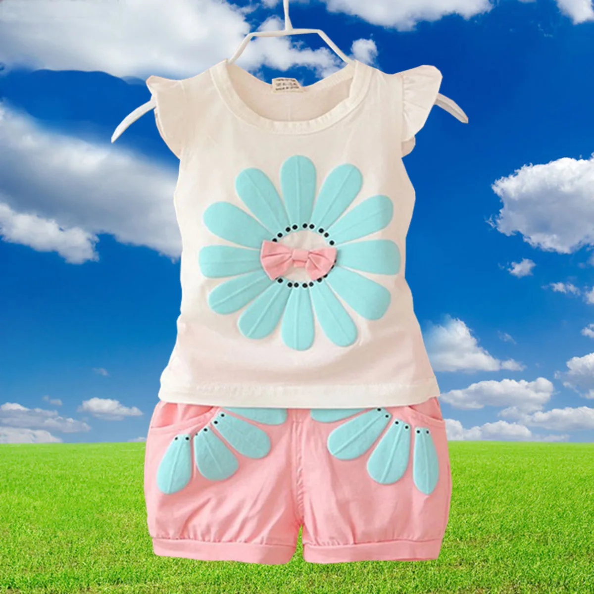 

Летний детский комплект одежды для девочек, детская спортивная одежда, комплект одежды для маленьких девочек, топы без рукавов + шорты, 2 шт./костюм, детская одежда для девочек