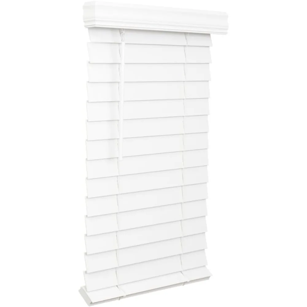 

2.5-inch Cordless Faux Wood Blind, Plantation Style, 34" Wide x 60" Long, Smooth, Bright White, Blinds, Shades & Shutters